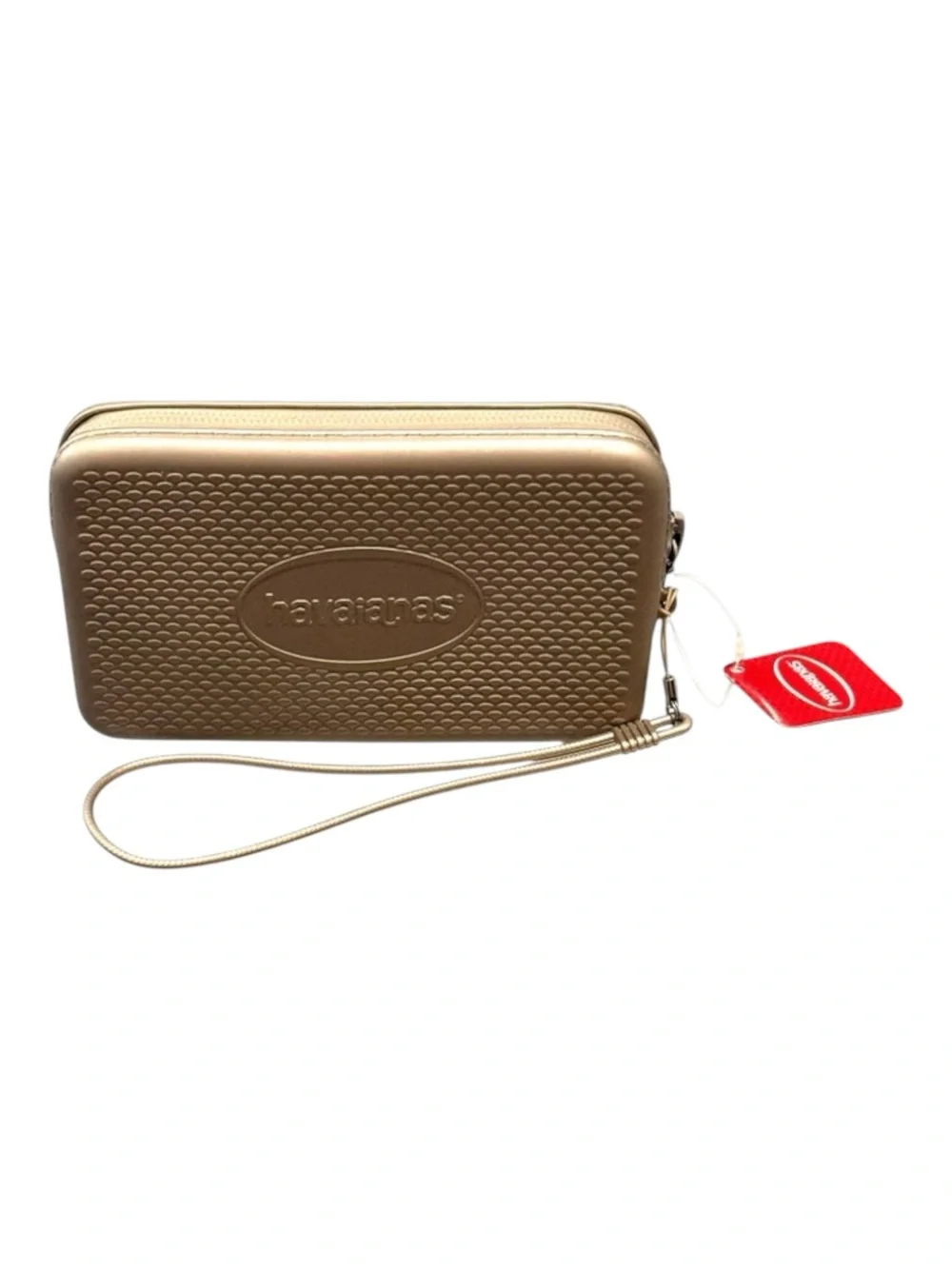 new Havaianas 𖣴 Water Resistant Wristlet Mini Bag 𖣴 Rose Gold 𖣴 Clutch Makeup 𖣴